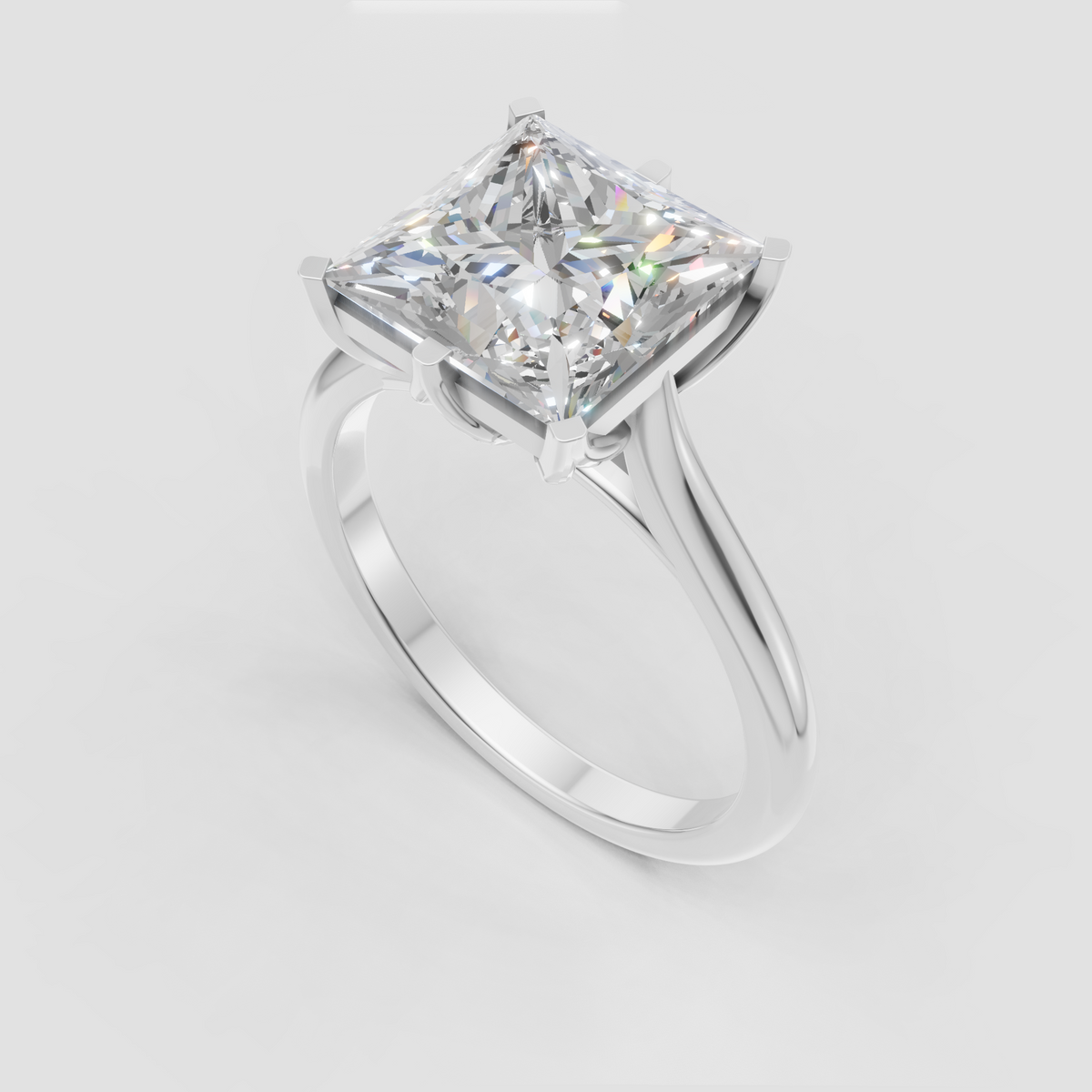 Elegant square diamond solitaire ring for engagement