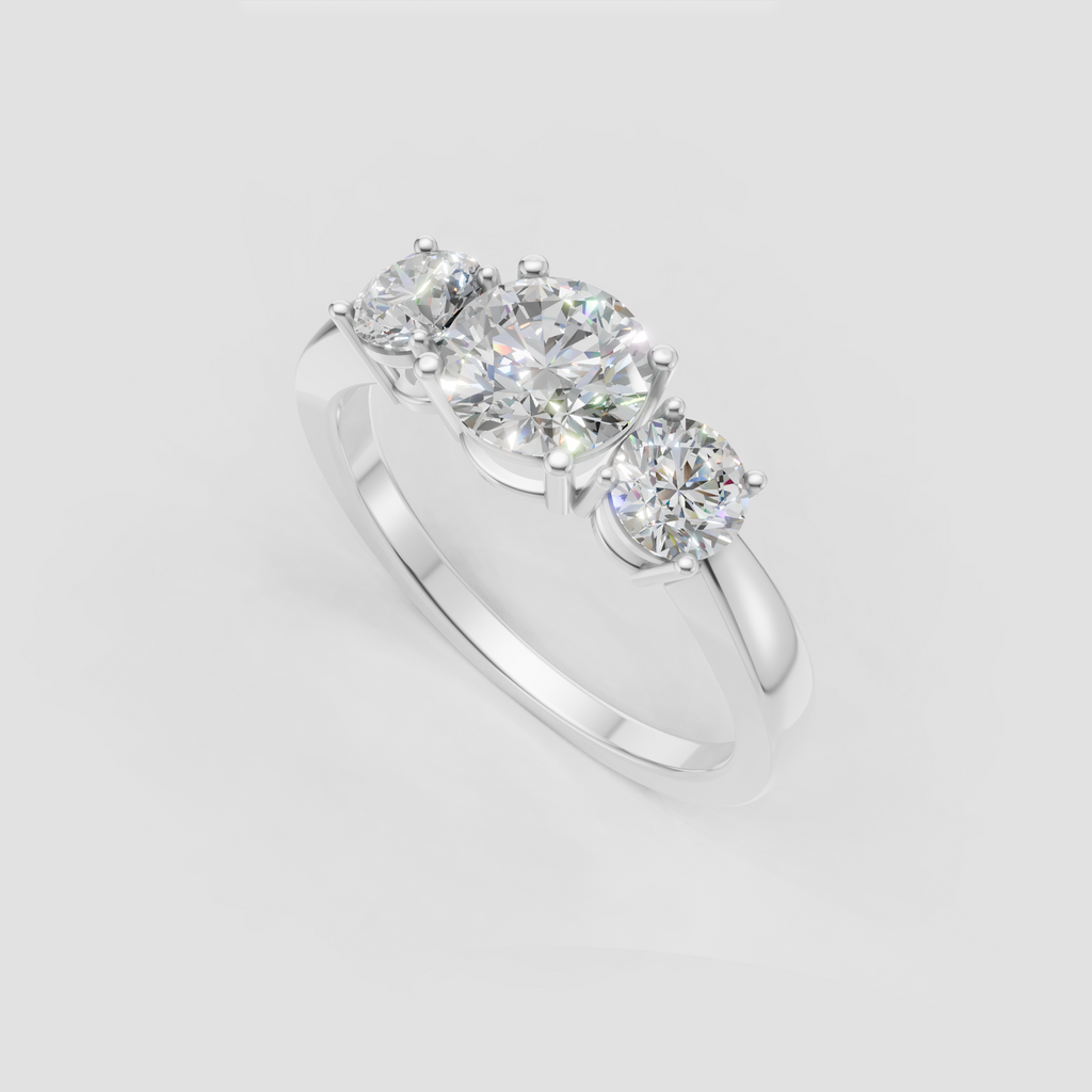 Luxury round-cut Diamond trilogy ring with three-prong-set stones