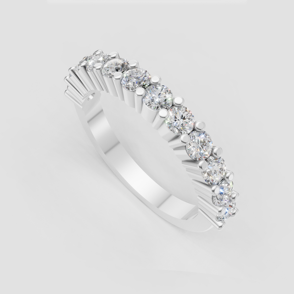 Elegant round cut diamond half eternity ring