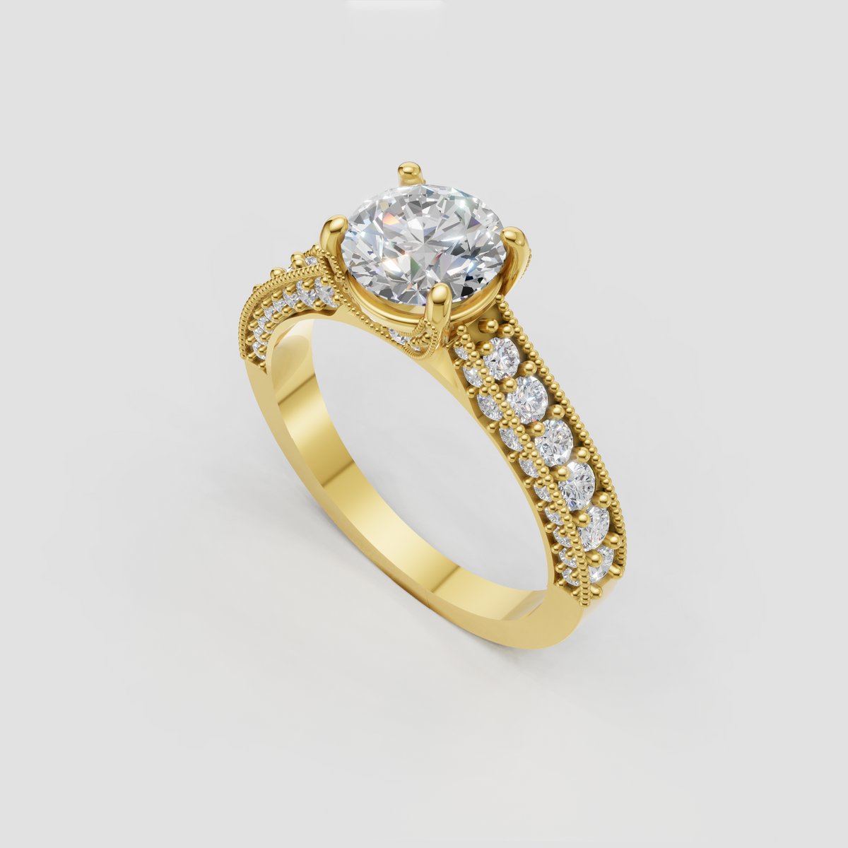 Vintage round brilliant diamond engagement ring