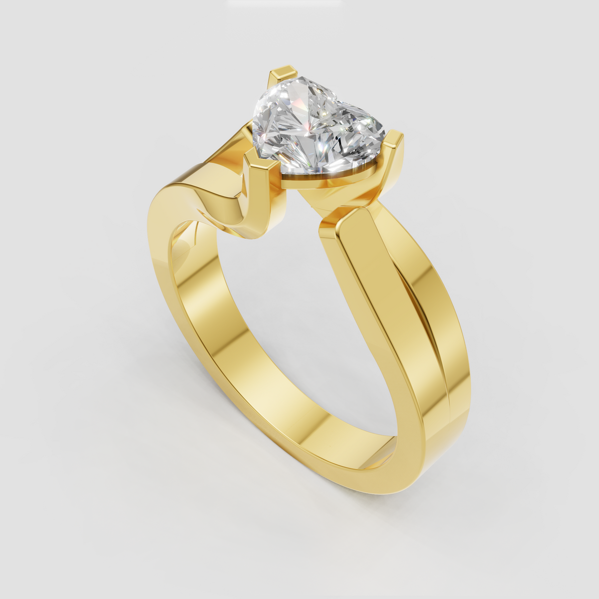 Vintage style heart-shaped diamond ring with prong setting