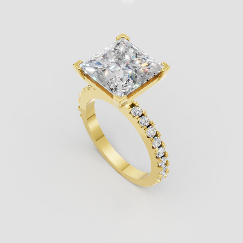 Princess cut diamond ring with square prong setting