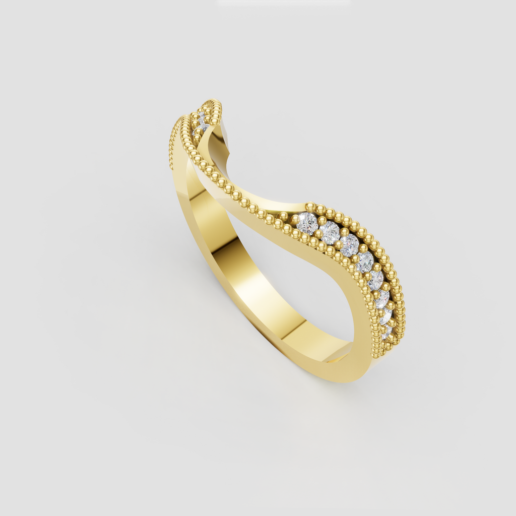 Round brilliant diamond band with vintage floral detailing