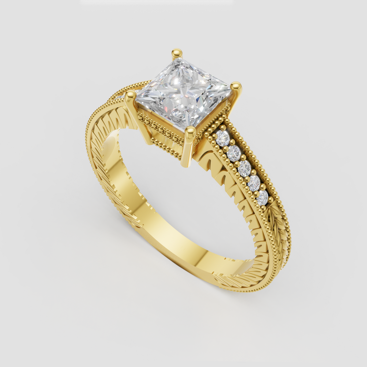 Princess cut diamond vintage engagement ring