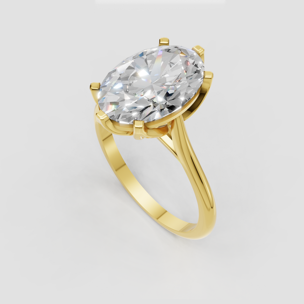 Oval cut diamond ring with six-prong setting