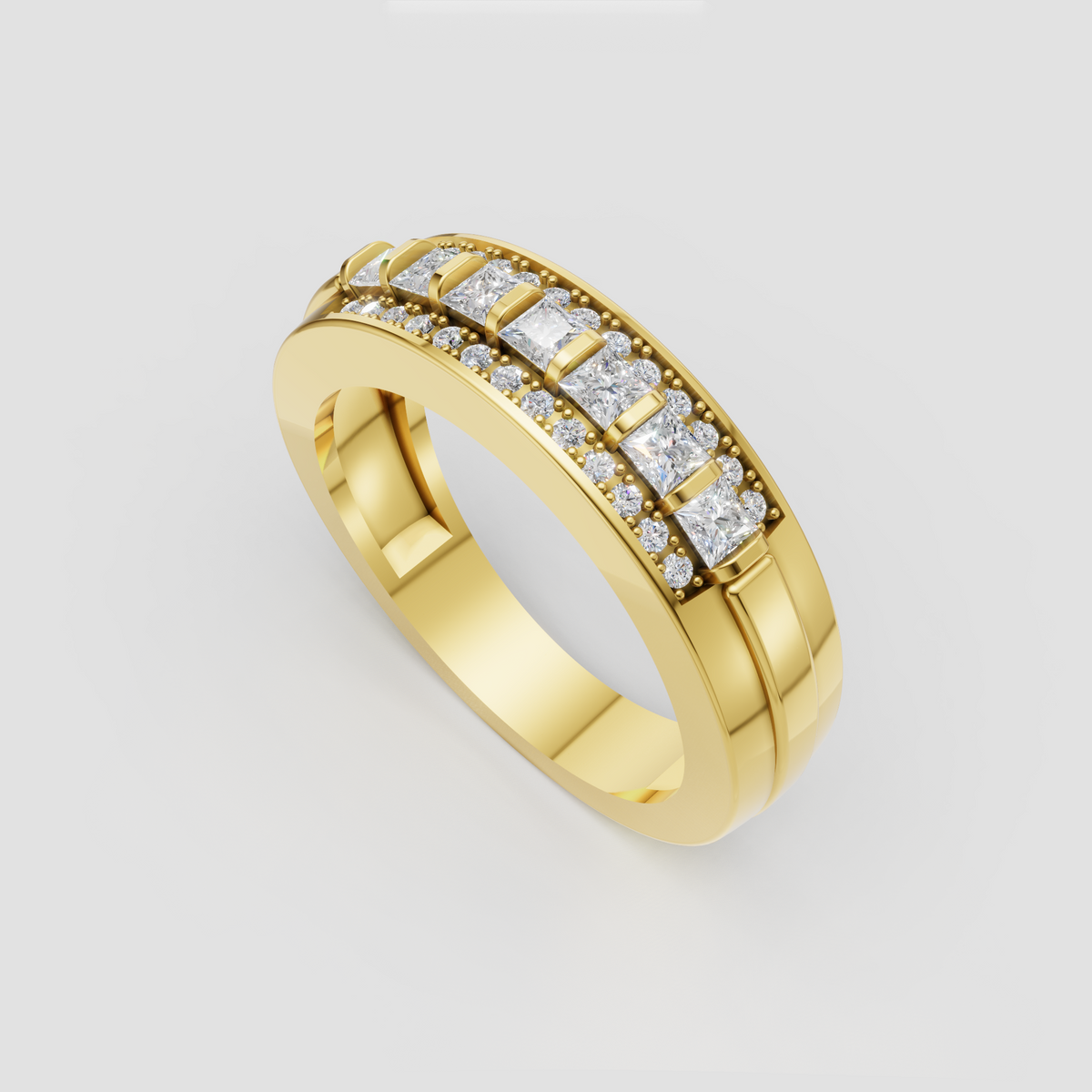 Emerald Cut Lab Grown & Moissanite Diamond Eternity Wedding Band - Image 9