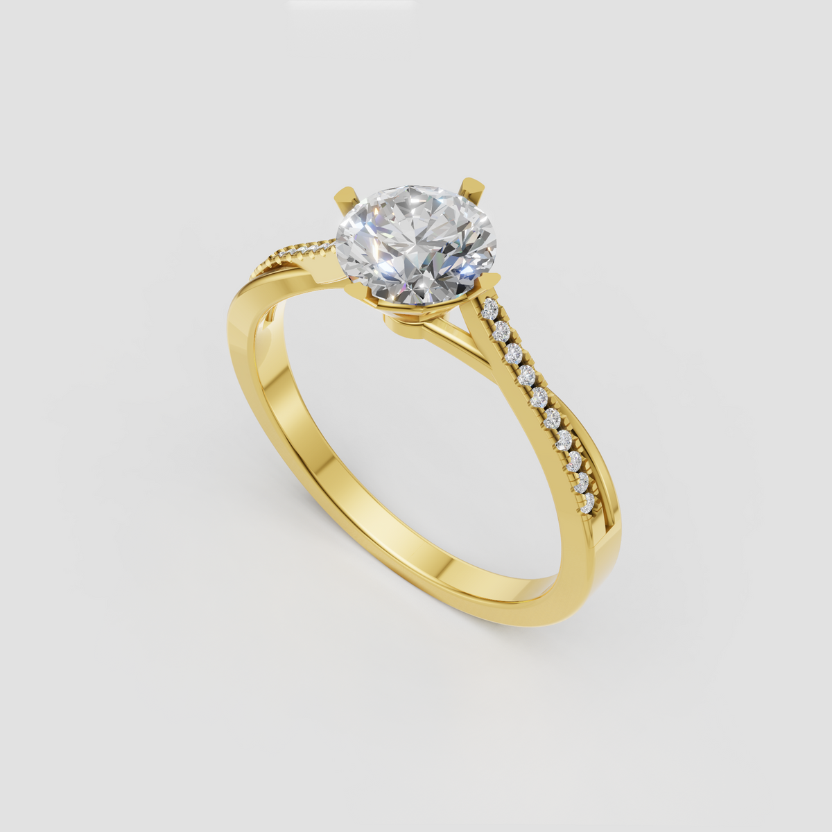 Round brilliant Diamond engagement ring with classic prong setting