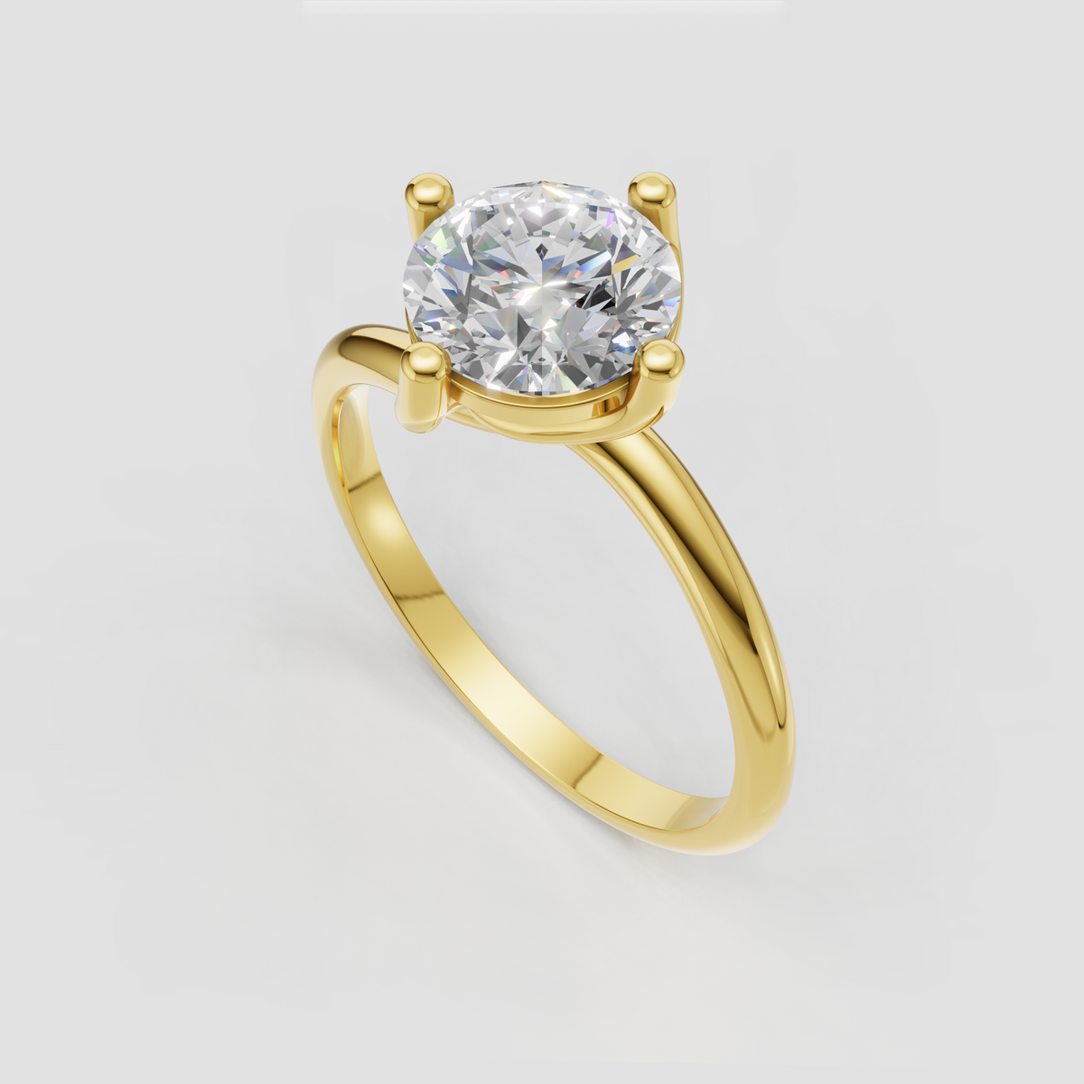 Round cut diamond ring with polished crossover band