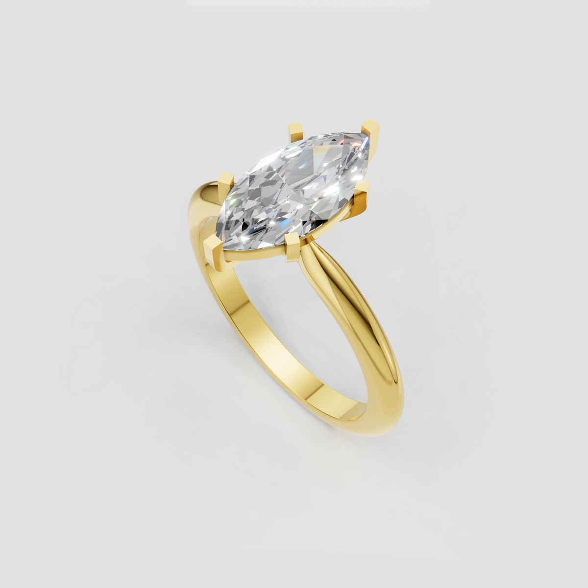 Marquise diamond full eternity band featuring continuous stones and gold prongs