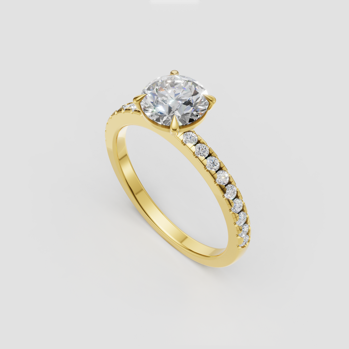 Yellow gold round diamond half eternity wedding band