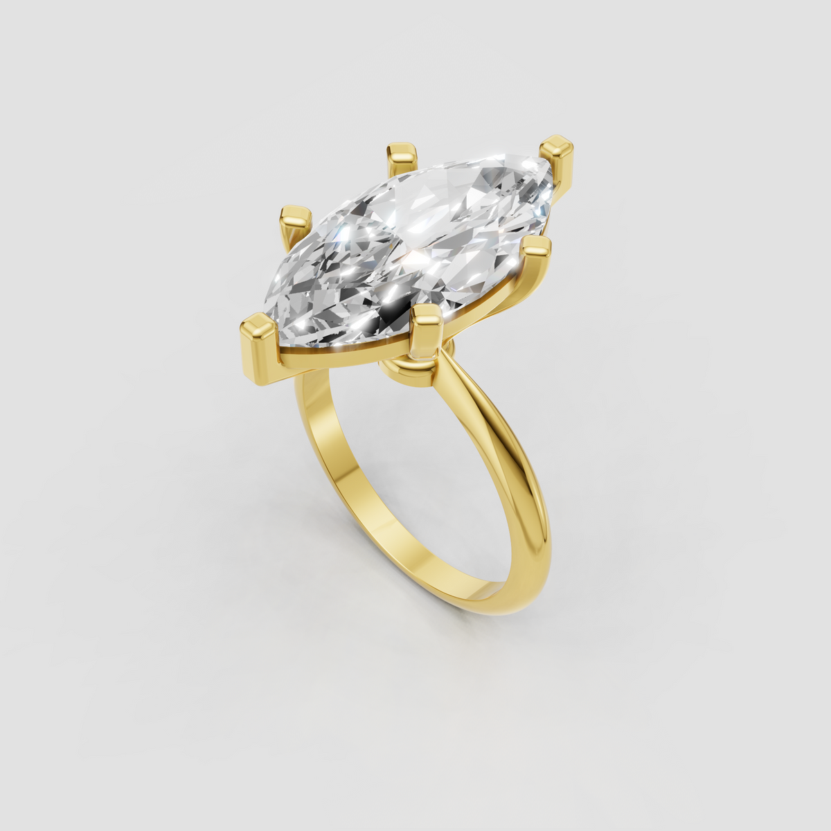 Marquise cut diamond engagement ring with six-prong setting