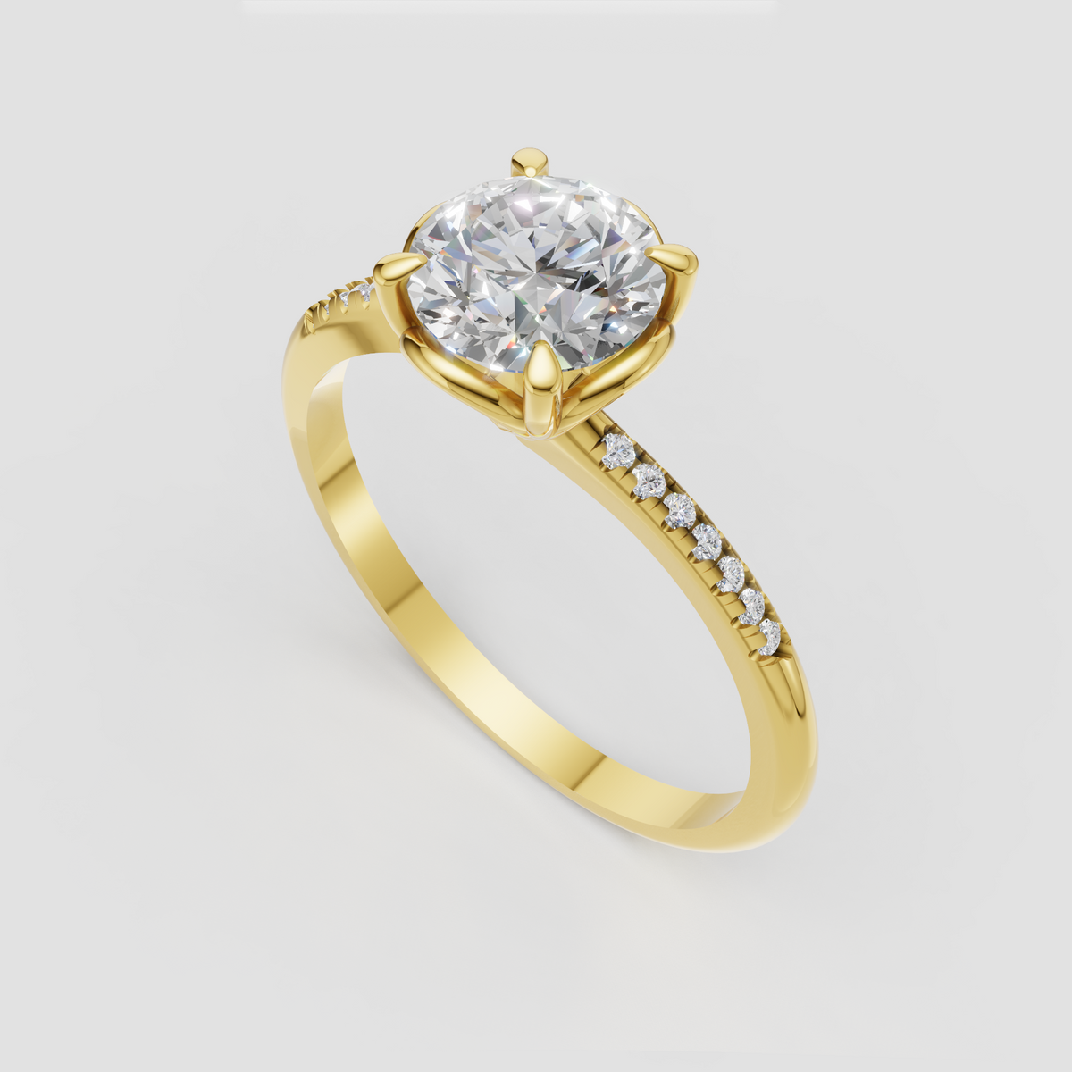 Trillion Cut Lab Grown & Moissanite Diamond Halo Engagement Ring - Image 9