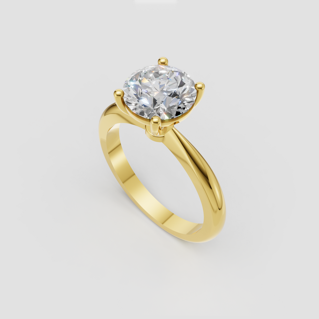 Classic round diamond engagement ring with yellow gold solitaire setting