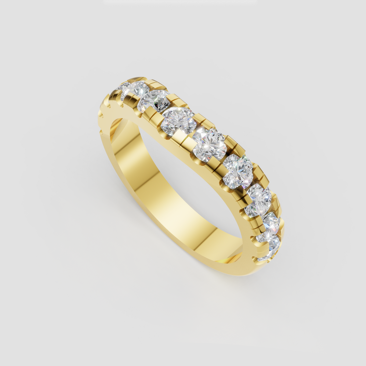 Round diamond eternity wedding ring with curved band design