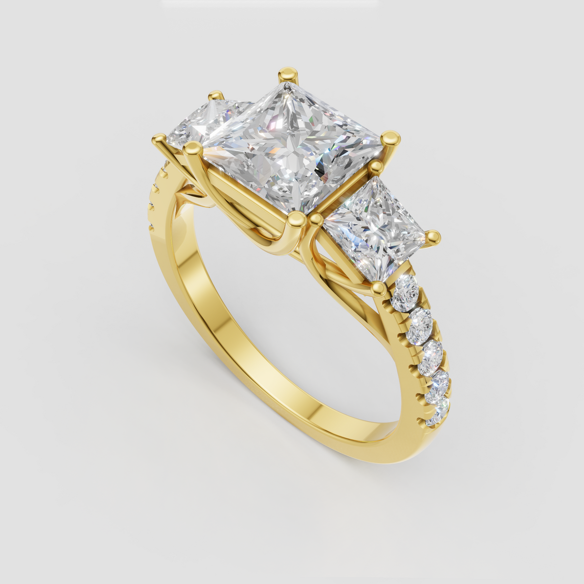 Luxury princess diamond engagement ring with side accents