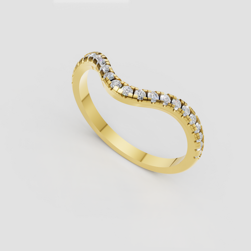 Curved shape Round Diamond Half Eternity Wedding Stackable Band