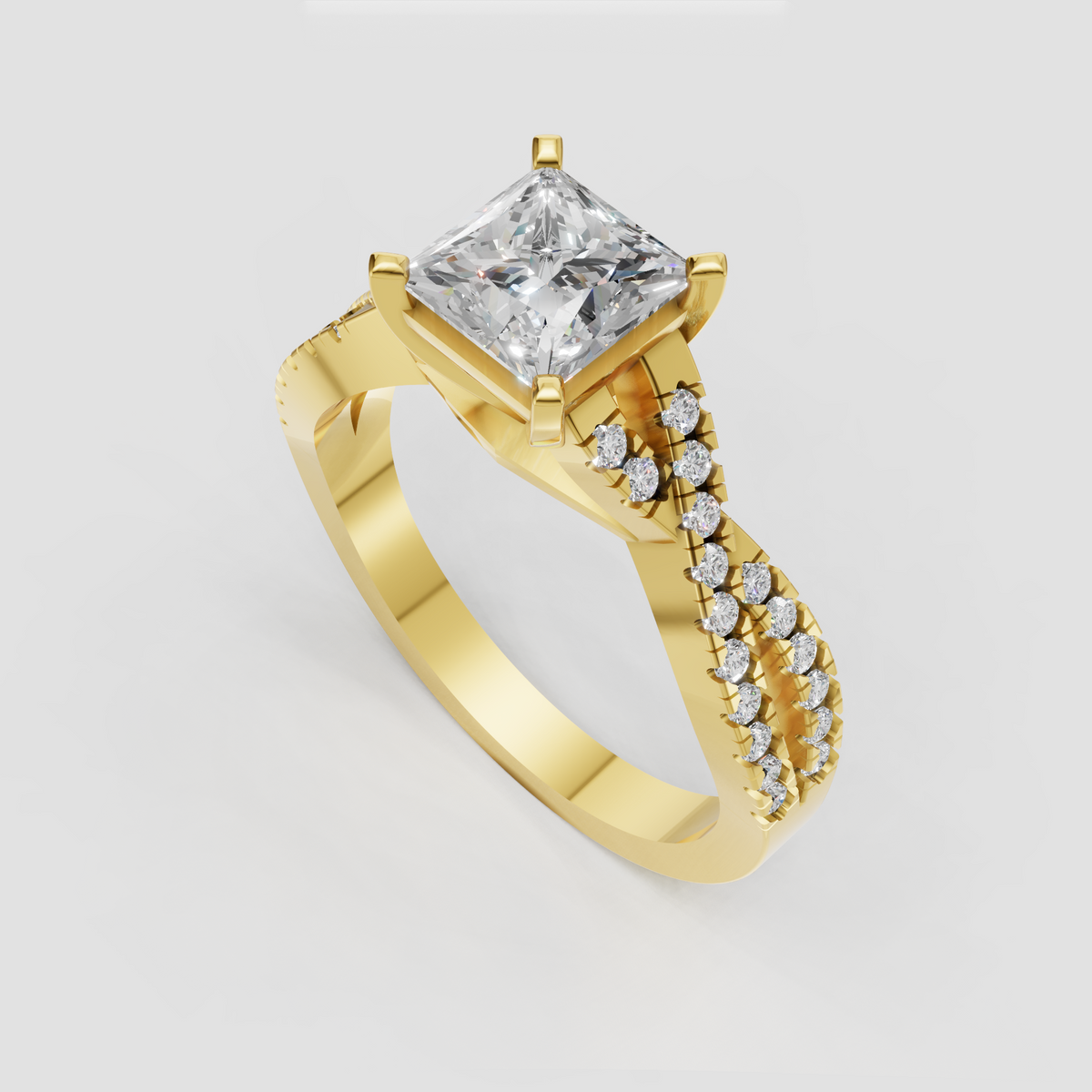 Trillion Cut Lab Grown & Moissanite Diamond Halo Engagement Ring - Image 9