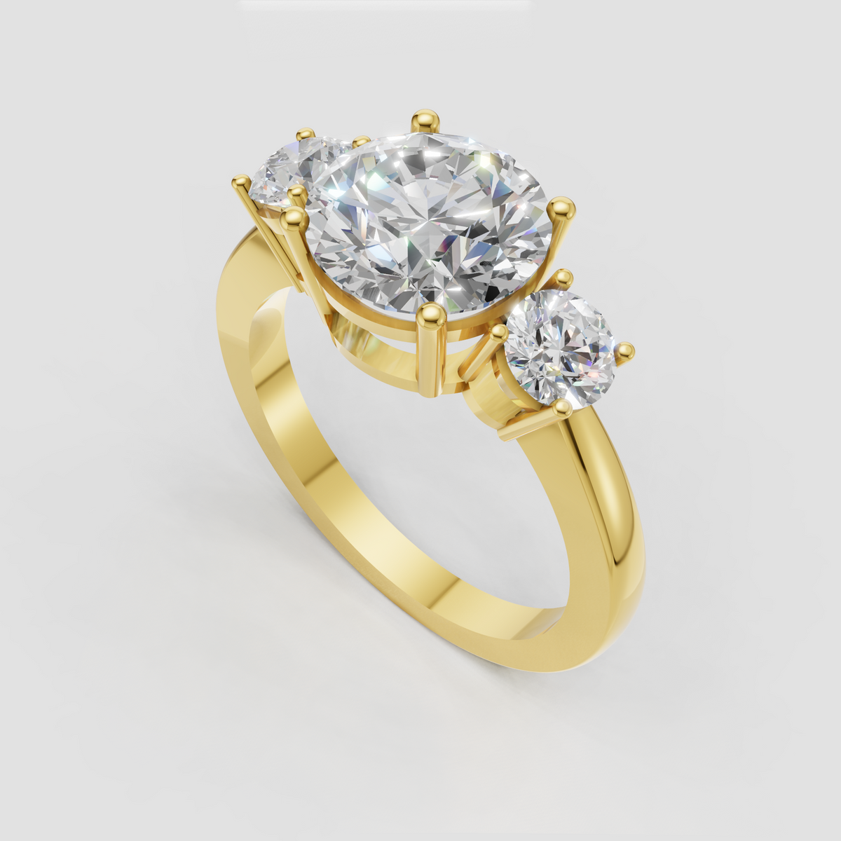 Classic three stone round diamond engagement ring
