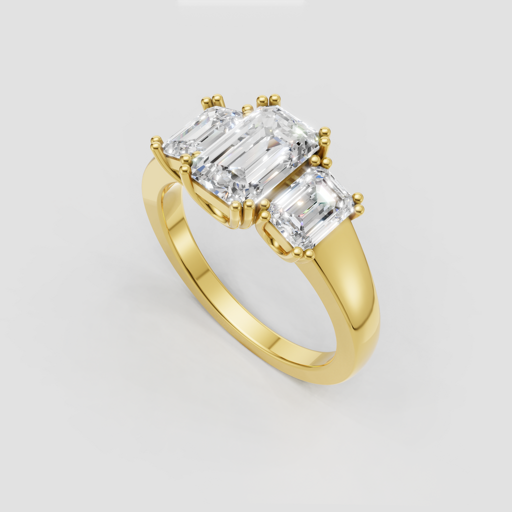 Emerald cut Diamond ring with matching side stones