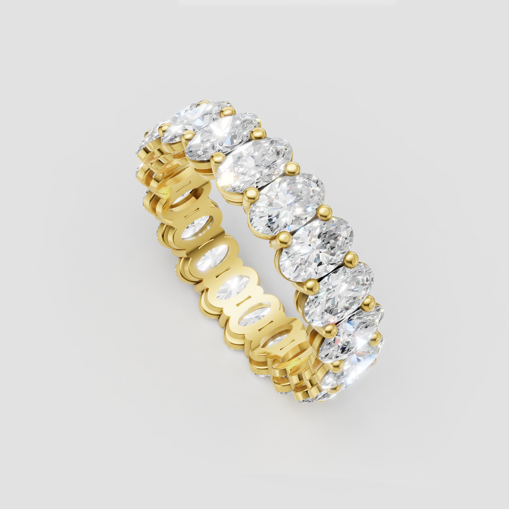 Oval cut diamond eternity wedding band front view
