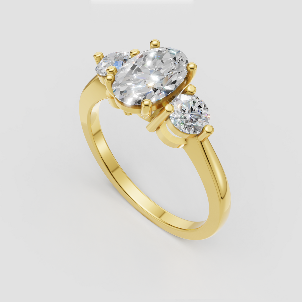 Oval cut diamond engagement ring with round side stones