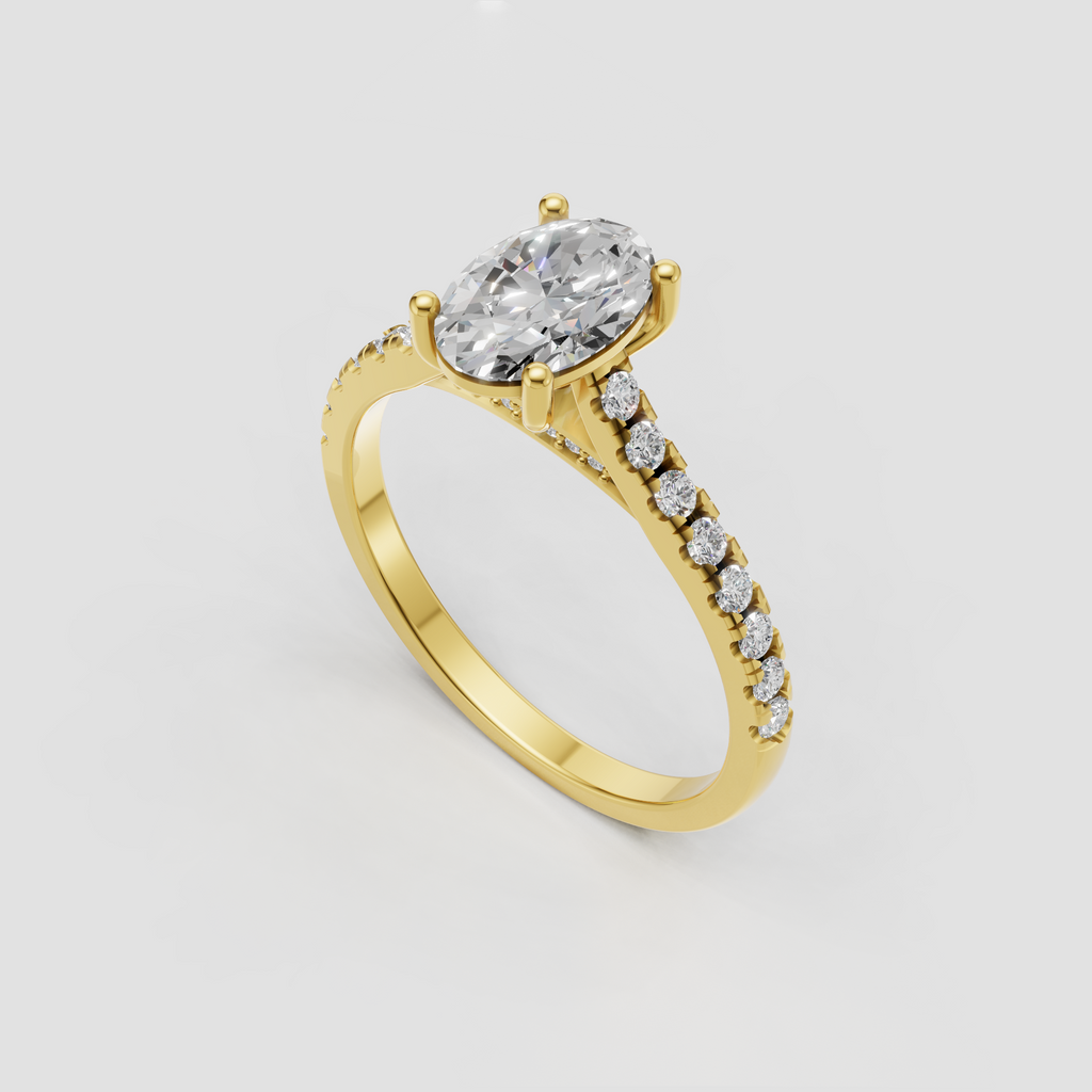 Oval diamond engagement ring with accent diamonds