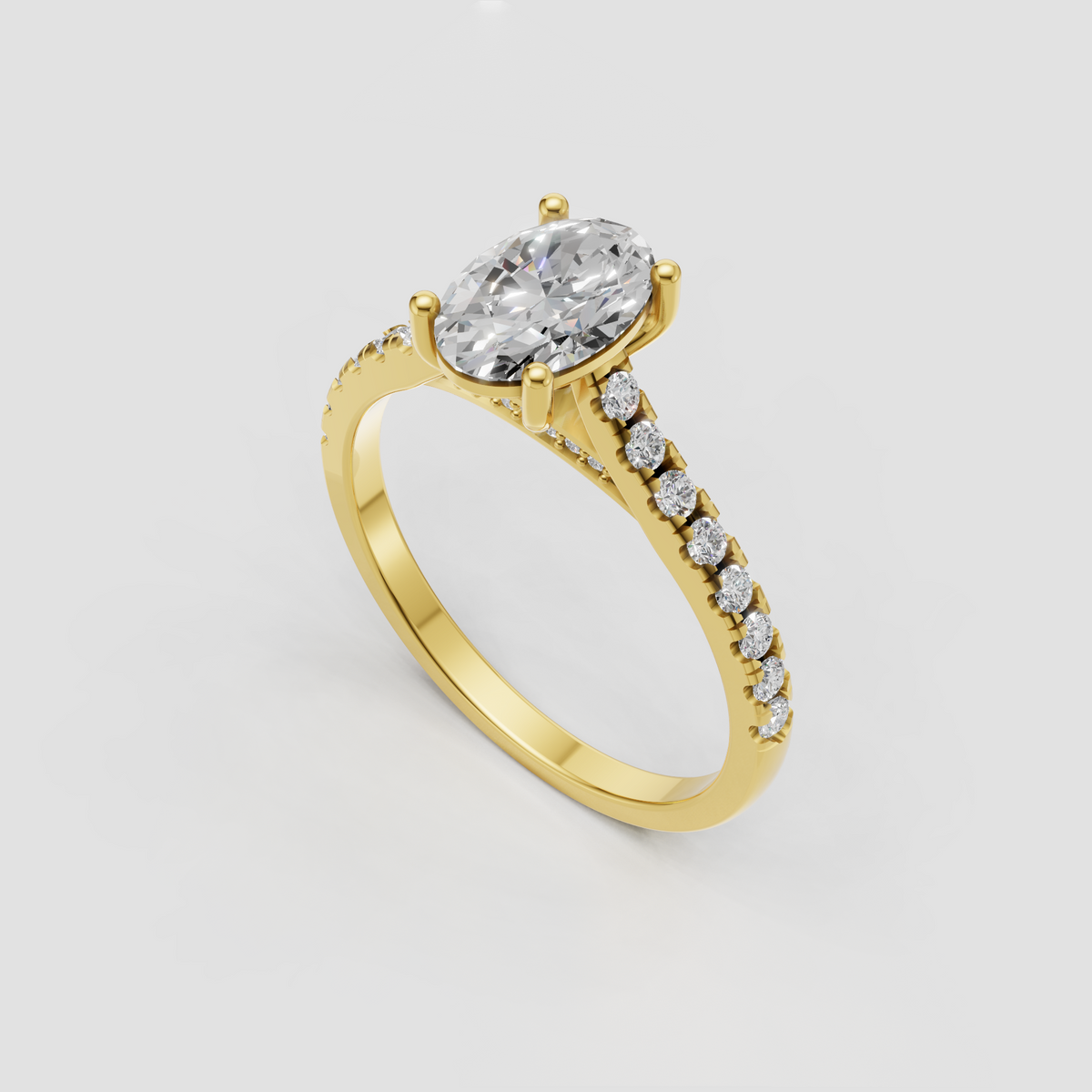 Oval diamond engagement ring with accent diamonds