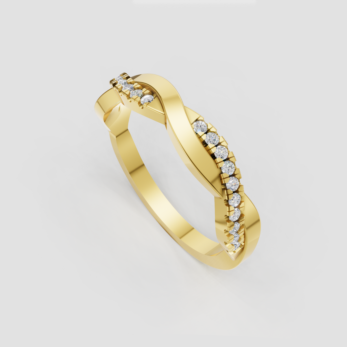 Round cut diamond twisted half eternity ring