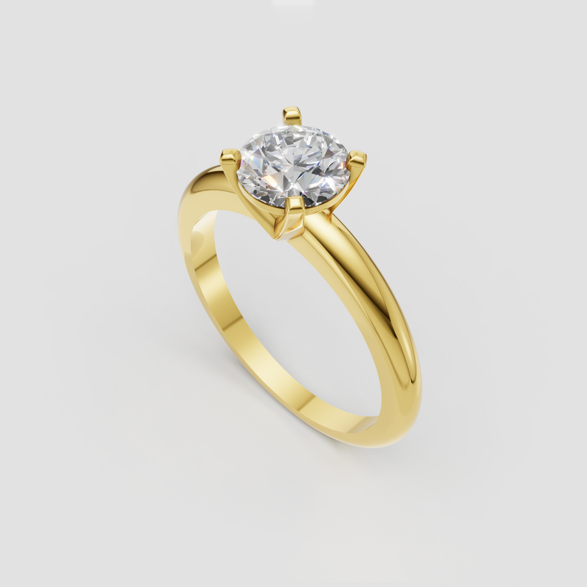 Classic round diamond solitaire engagement ring with four prongs