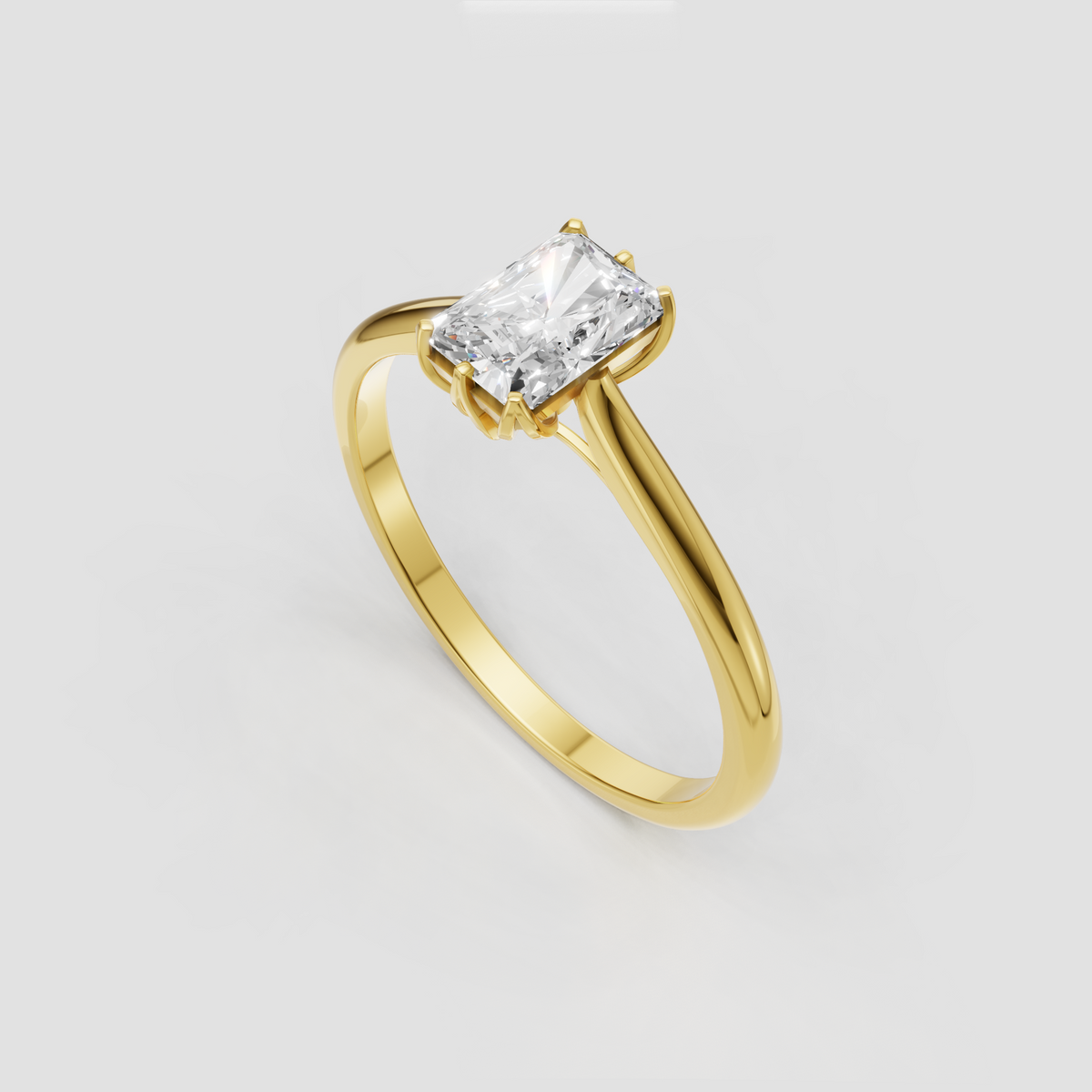 Radiant cut diamond engagement ring with elegant cathedral setting