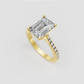 Emerald cut diamond engagement ring with four prong setting