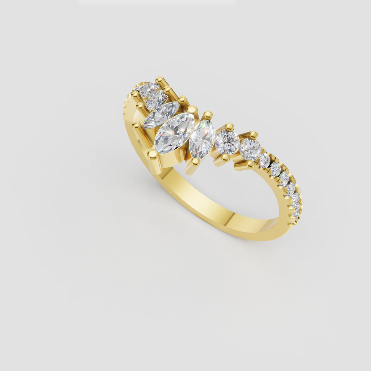 Yellow gold marquise diamond wedding band