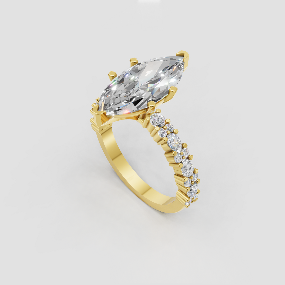 Elegant marquise diamond engagement ring with accent stones
