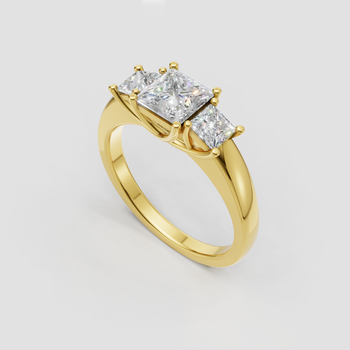 Princess cut diamond ring with matching side stones