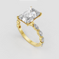 Radiant cut diamond ring in polished yellow gold