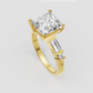 Princess cut diamond ring in polished yellow gold