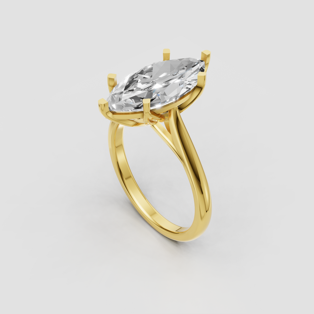 Marquise diamond engagement ring with four prong setting