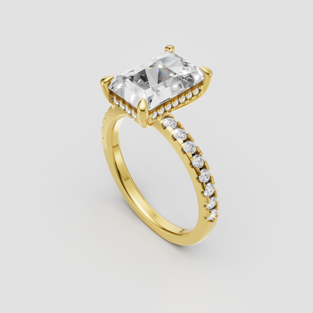 Round Cut Lab Grown & Moissanite Diamond Halo Engagement Ring - Image 9