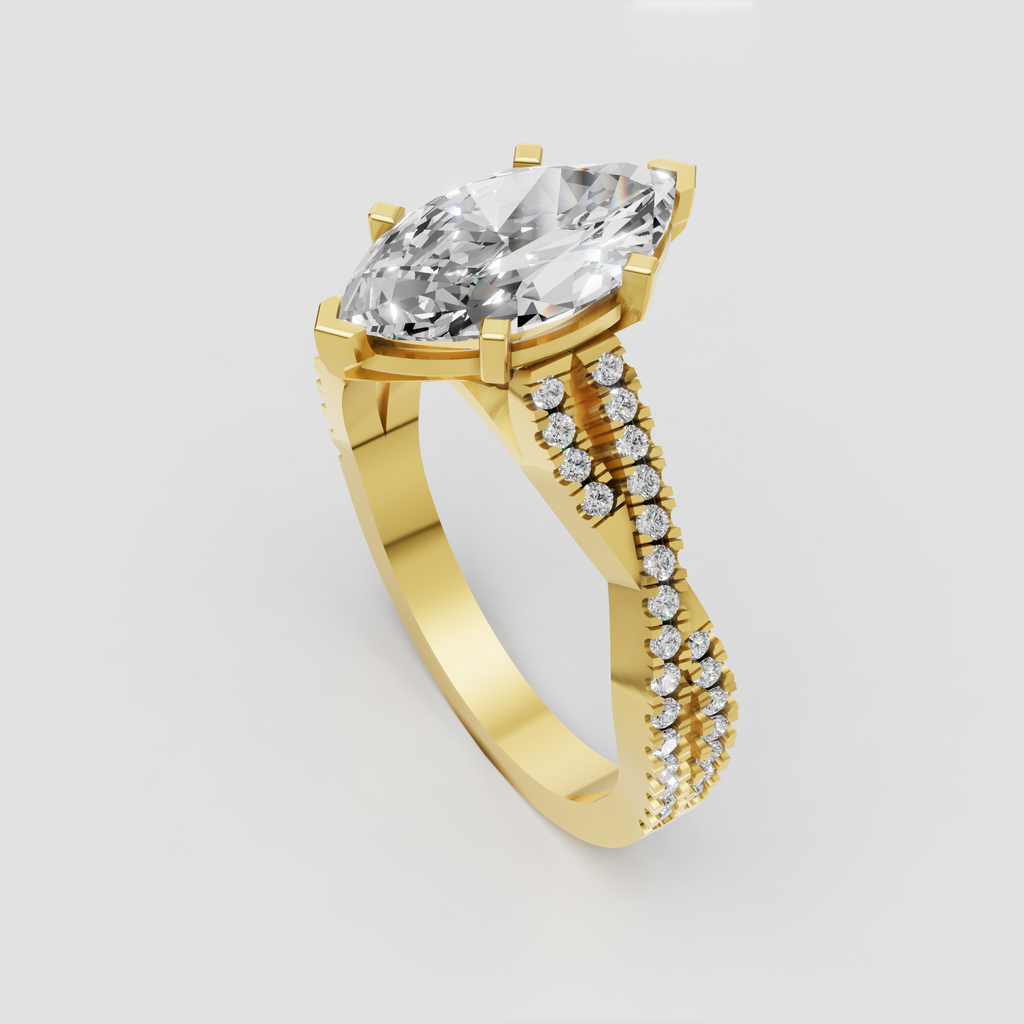 Pear Cut Lab Grown & Moissanite Diamond Halo Engagement Ring
