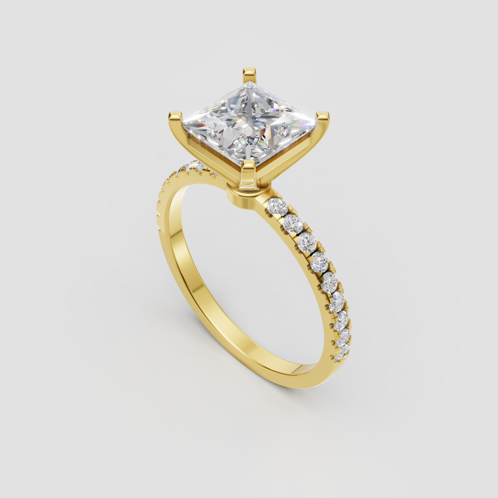 Princess cut diamond engagement ring with sparkling accent diamonds