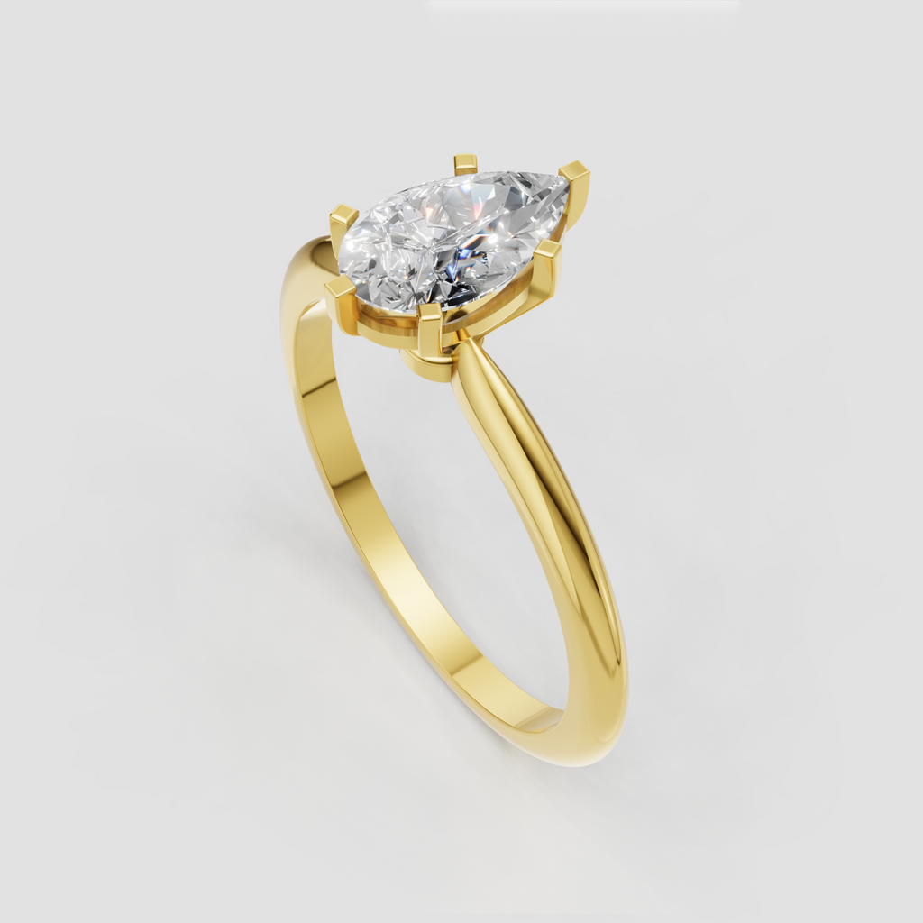 Pear shaped diamond solitaire ring with prong setting