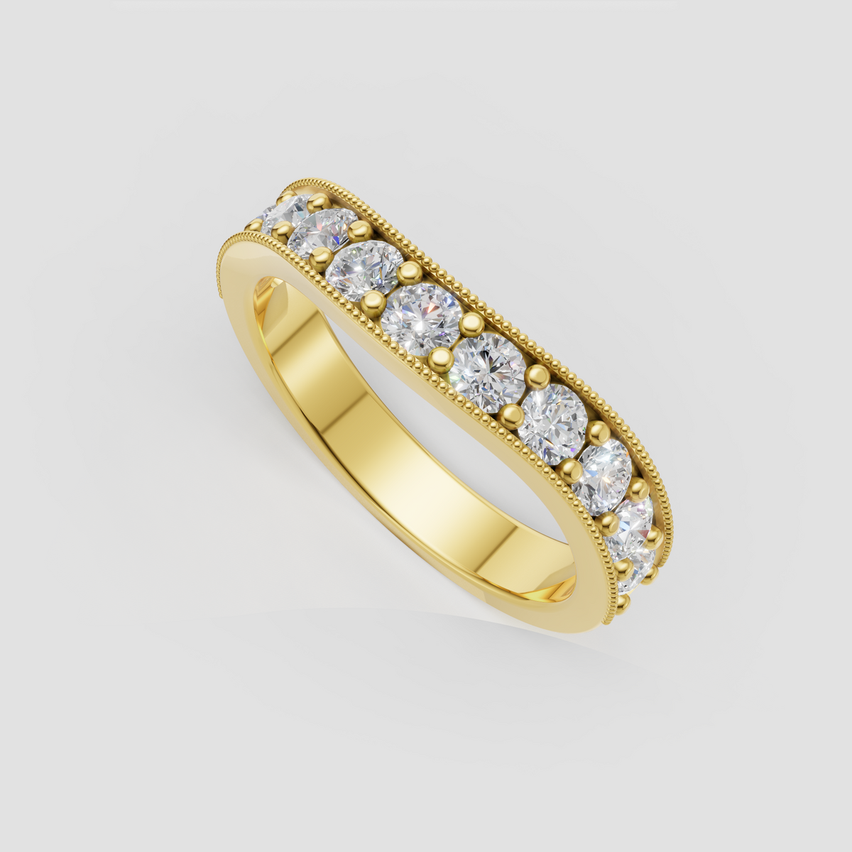 Round Cut Diamond Milgrain Eternity Band Ring