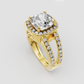 Yellow gold cushion diamond halo ring