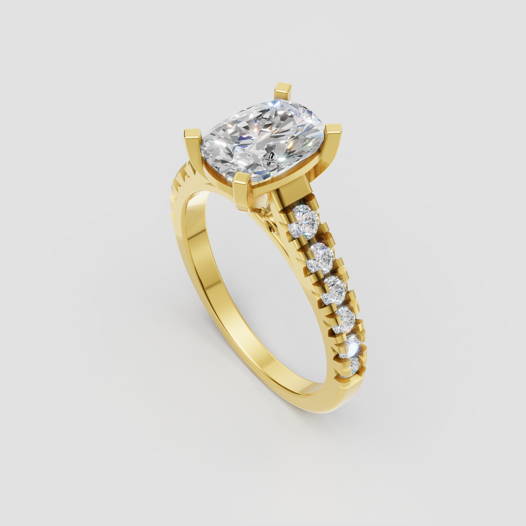 Trillion Cut Lab Grown & Moissanite Diamond Halo Engagement Ring - Image 9