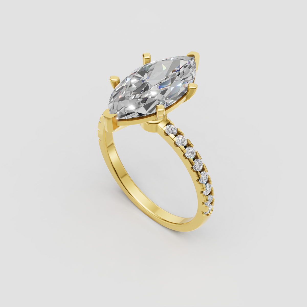 Marquise cut diamond engagement ring with four-prong setting