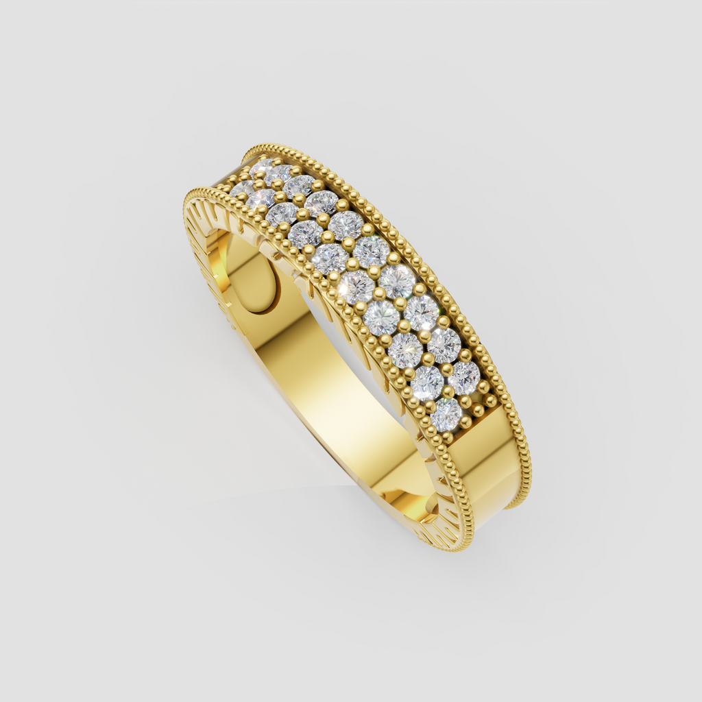 Yellow gold round diamond wedding band