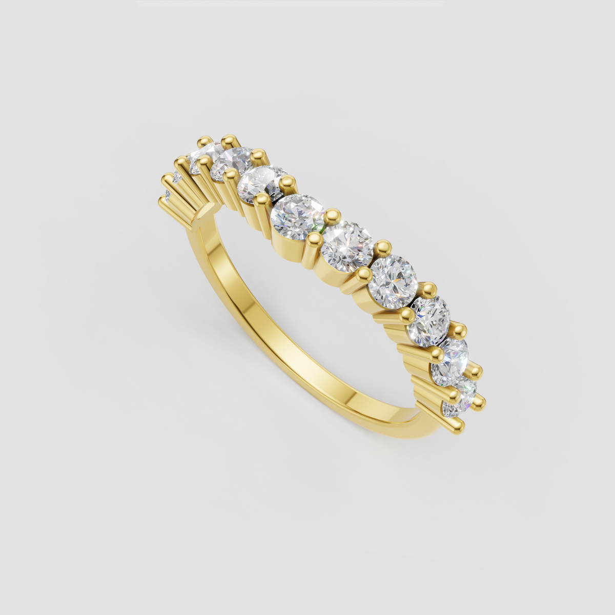 Yellow gold round diamond eternity band