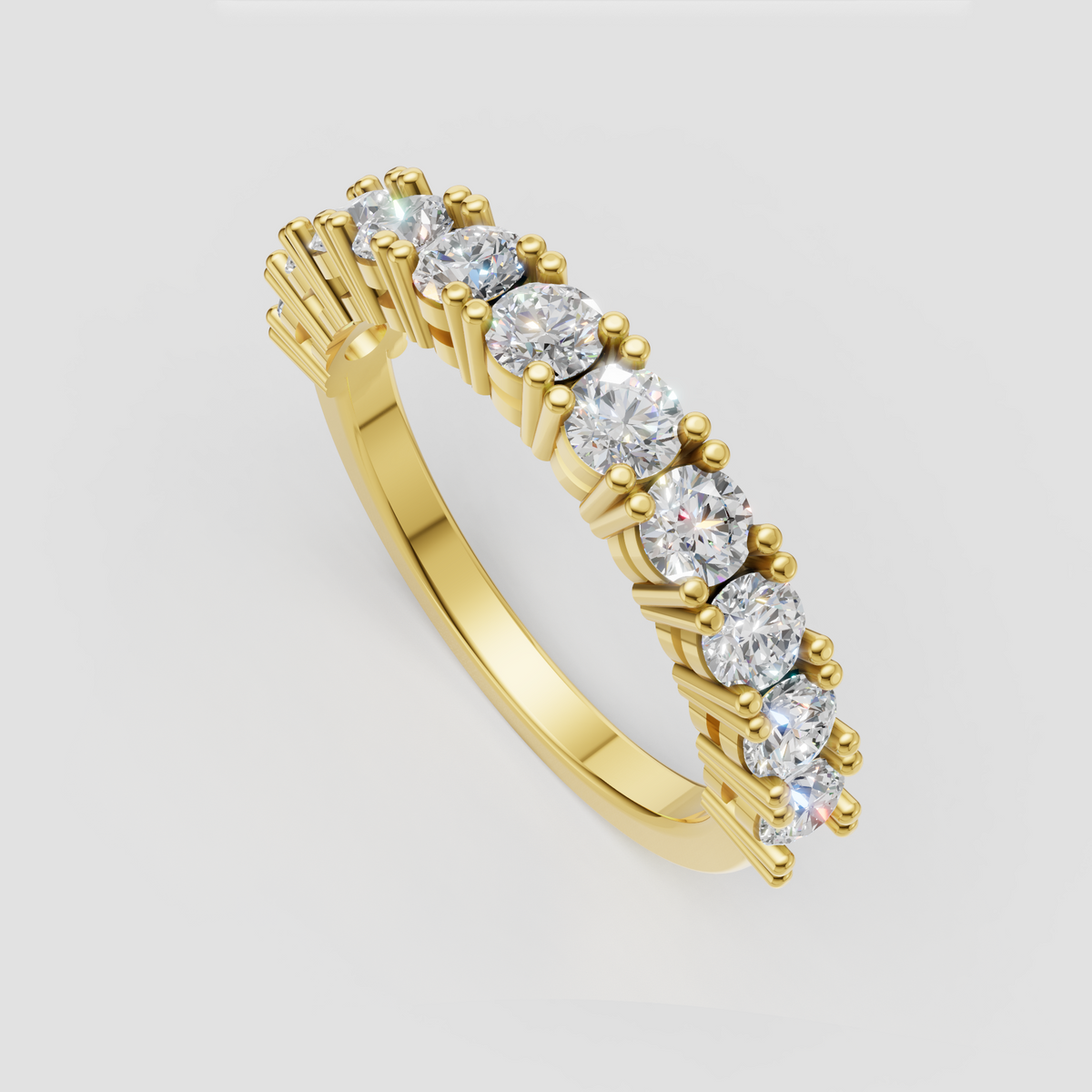 Yellow gold round diamond wedding band