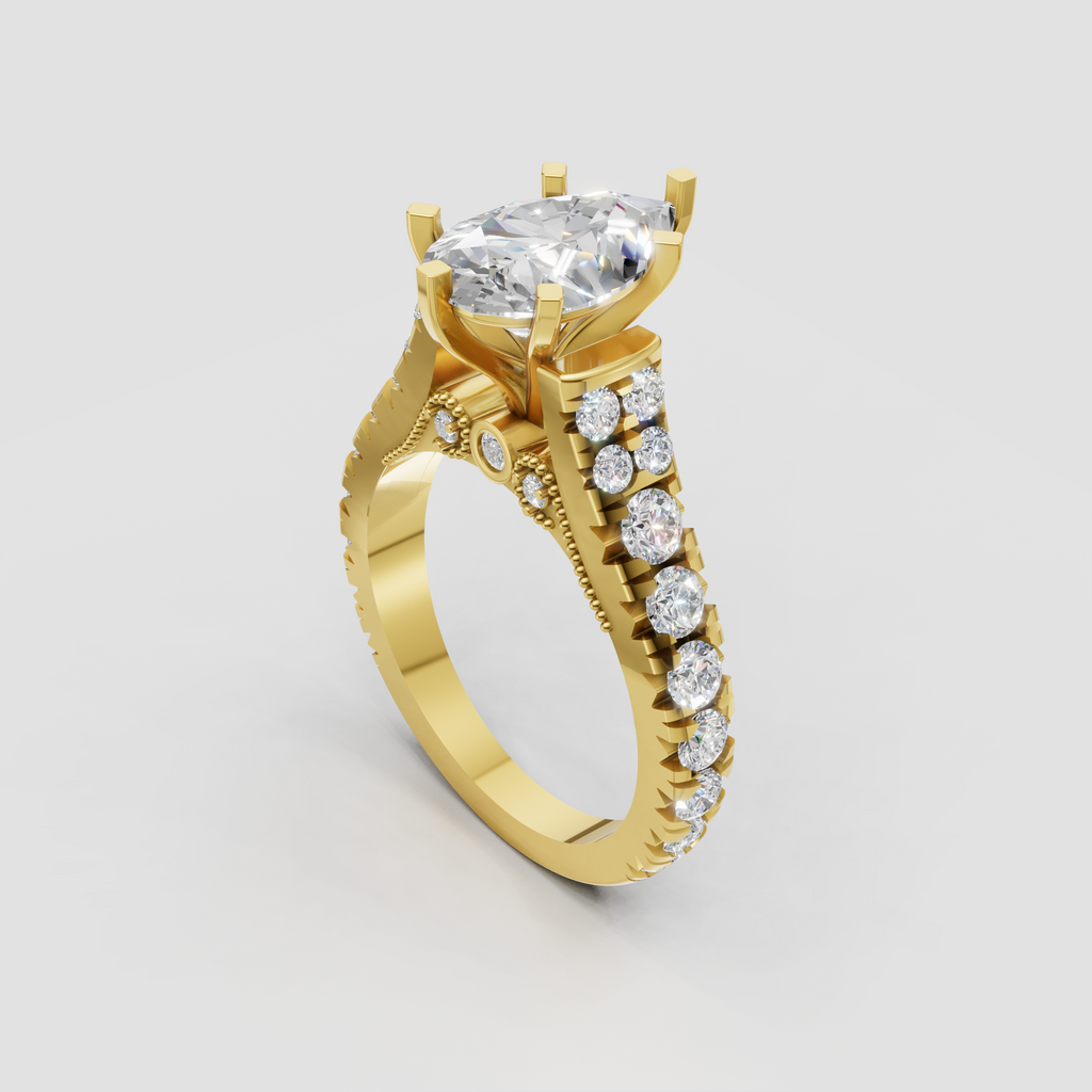 Pear shaped diamond vintage engagement ring with elegant setting