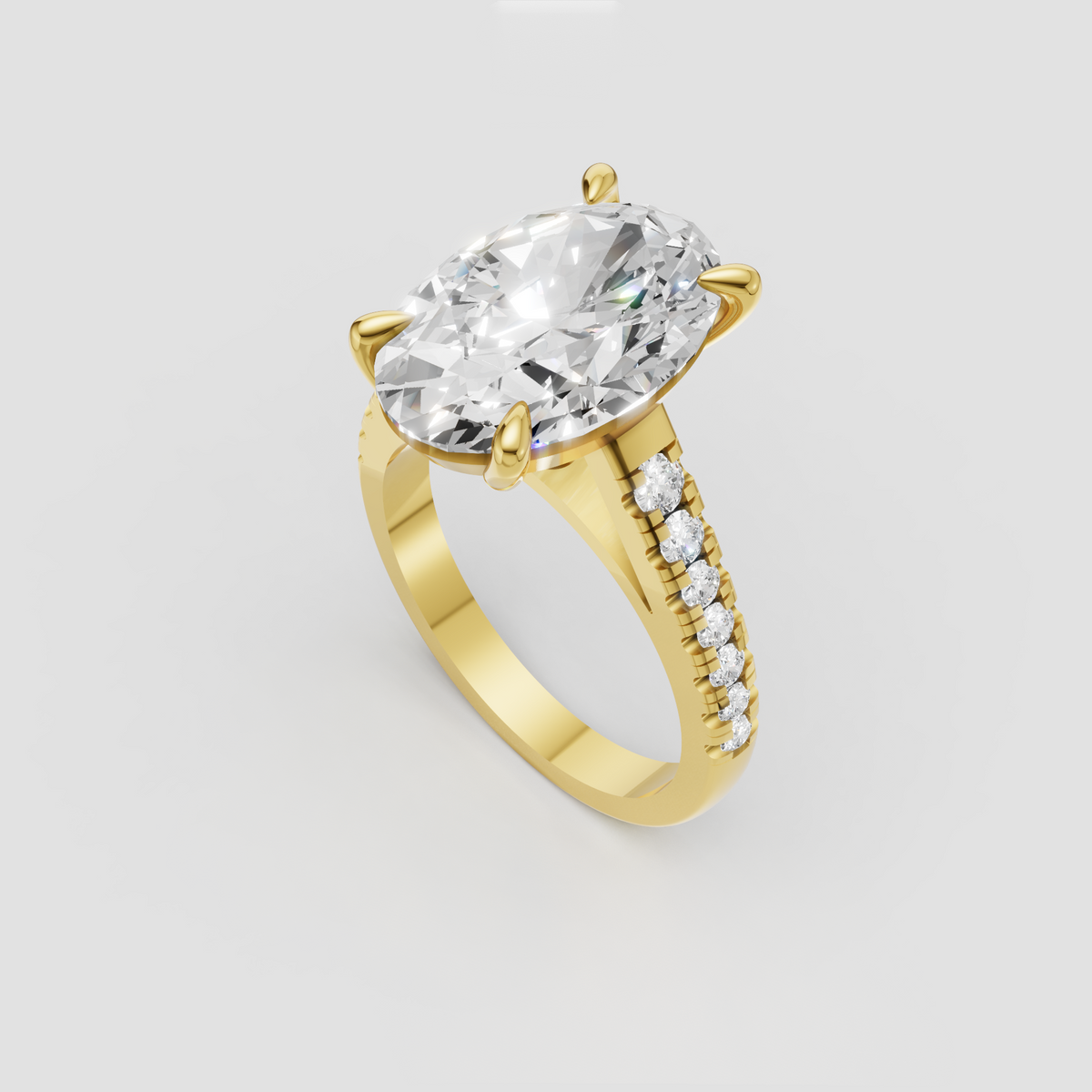 Oval diamond yellow gold engagement ring